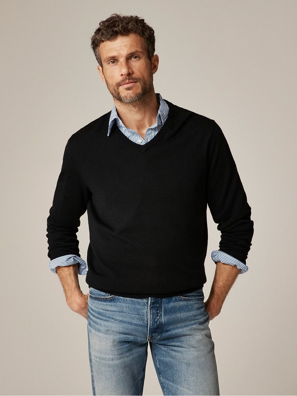 J. Crew Merino wool V-neck sweater in Black‎ Size S $118 AD337
